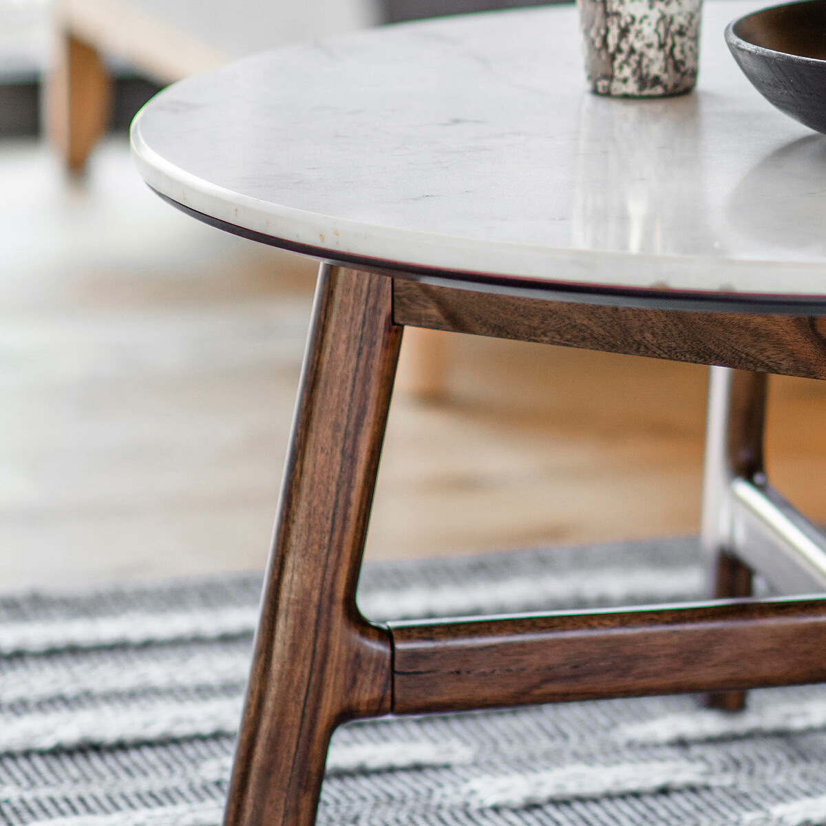 Dhuburi Marble & Walnut Rustic Coffee Table dark wood, ÉDITÉ