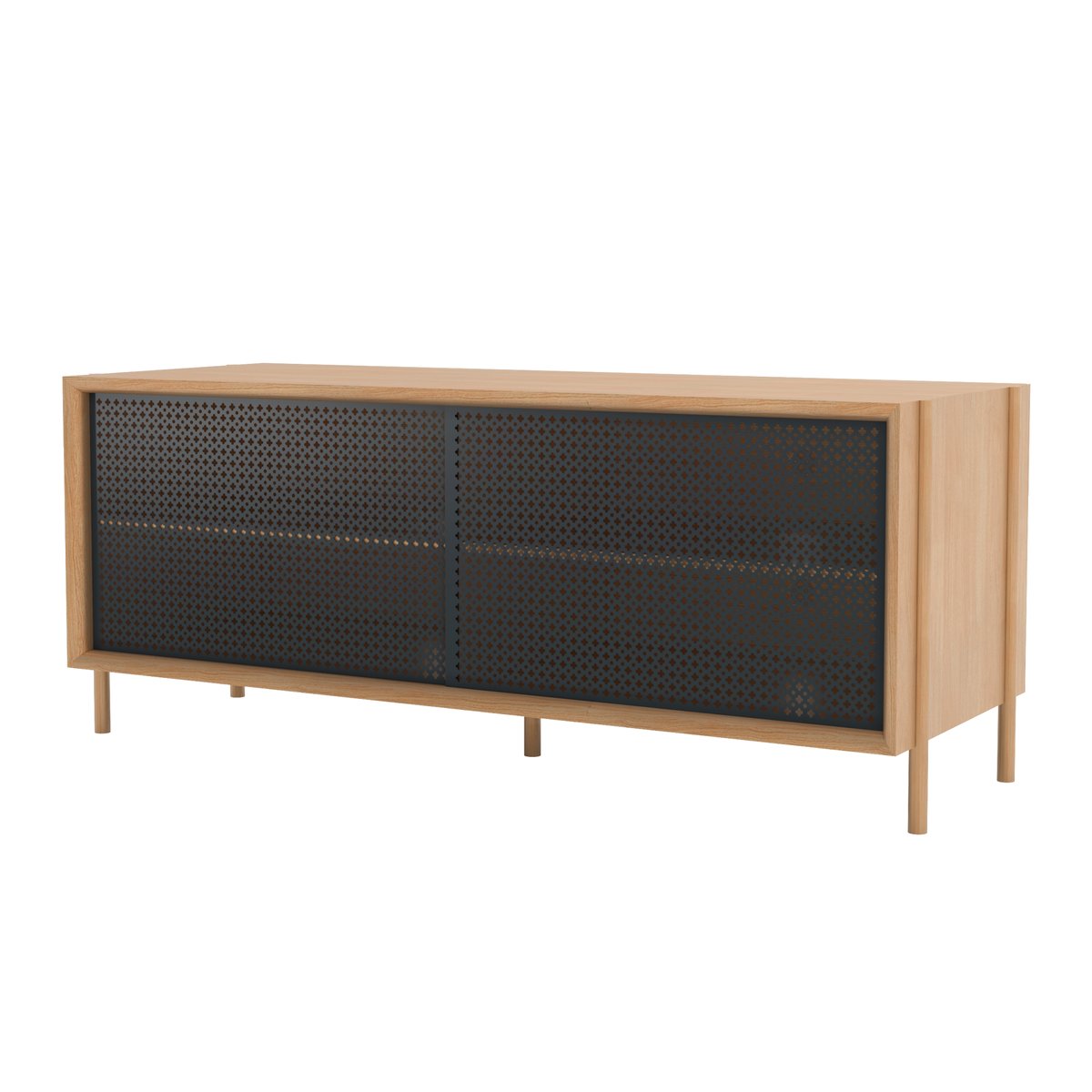 Buffet en chêne avec portes en métal, GABIN gris ardoise, HARTO