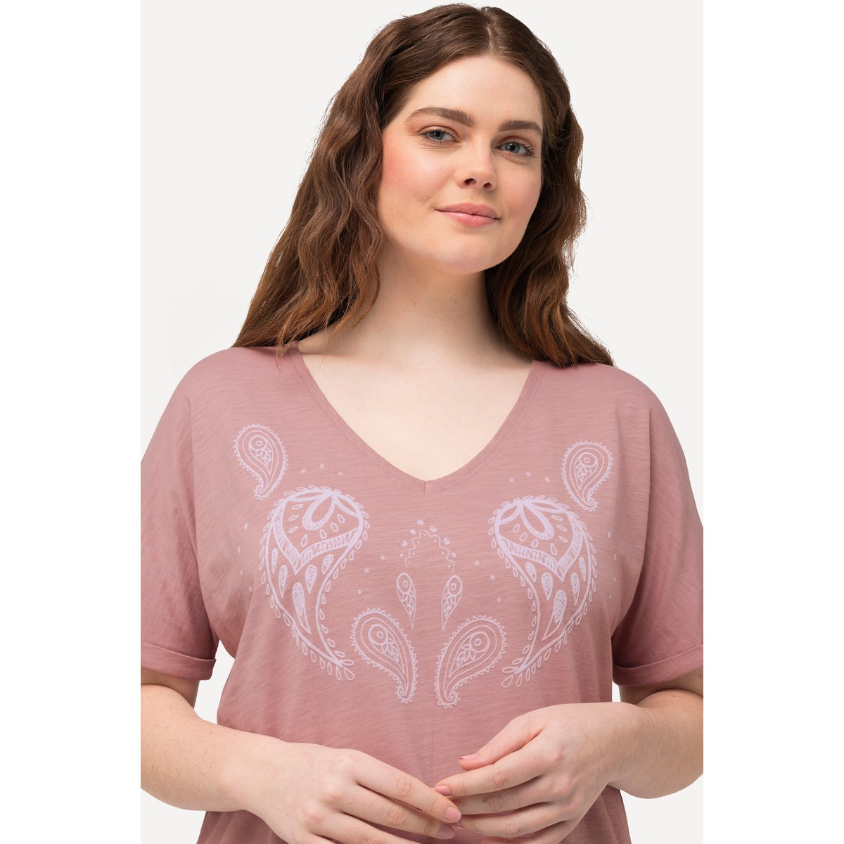T-shirt à imprimé floqué rose, ULLA POPKEN