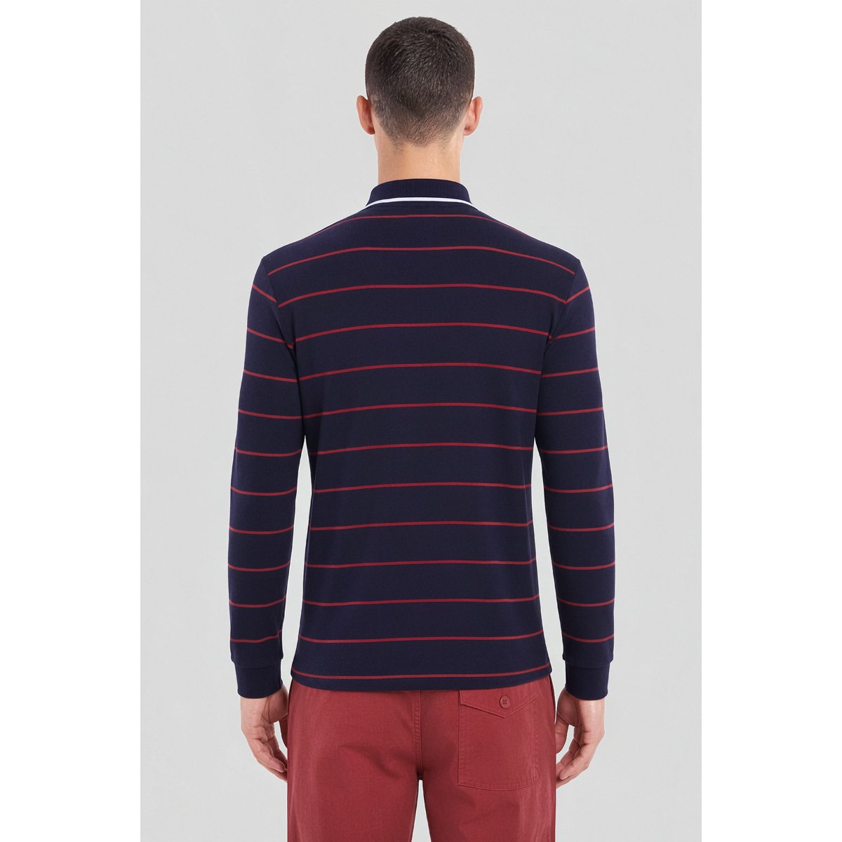 Polo manches longues - côte 1x1 navire/ketchup/stonebrest, ARMOR-LUX