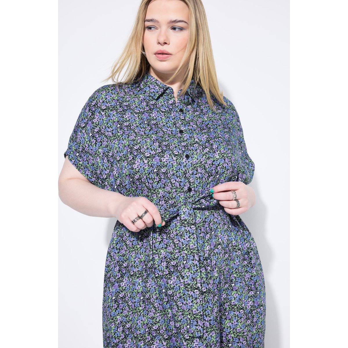 Robe chemisier, longueur maxi bleu ciel, STUDIO UNTOLD