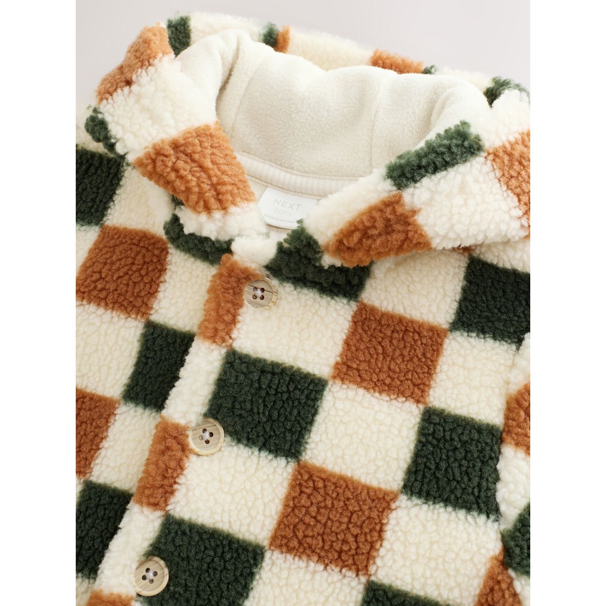 Combinaison bébé capuche peau lainée damier, NEXT