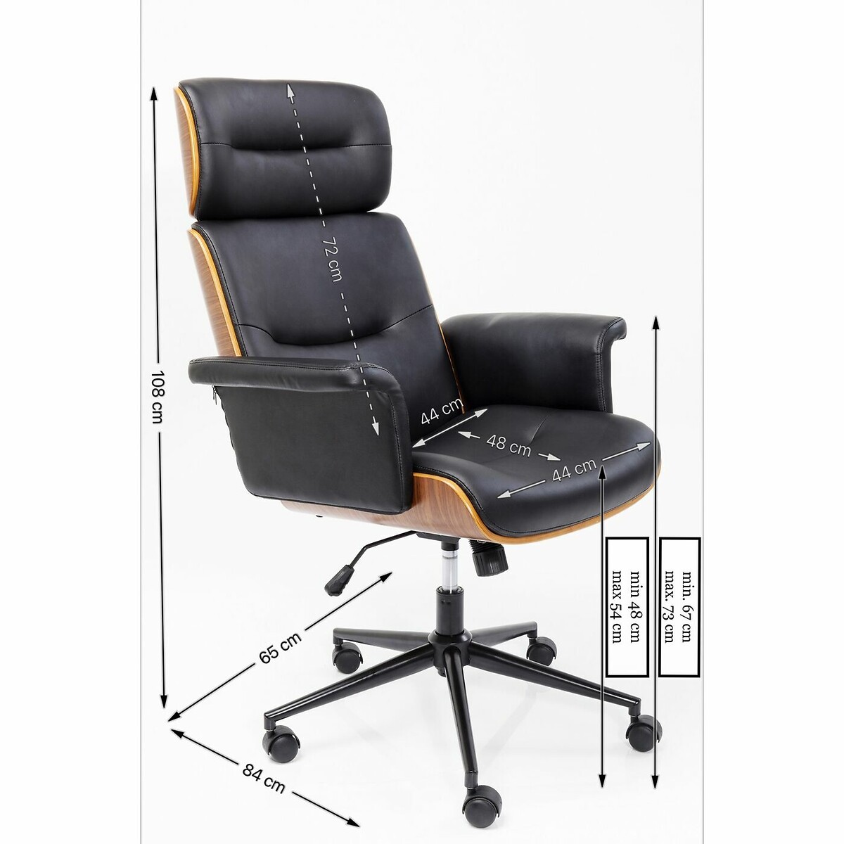 Chaise de bureau pivotante Check Out noir, KARE DESIGN