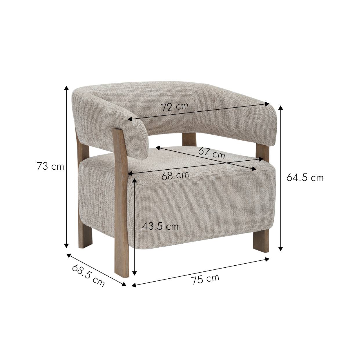 Fauteuil en tissu VALENA blanc, MADE IN MEUBLES 