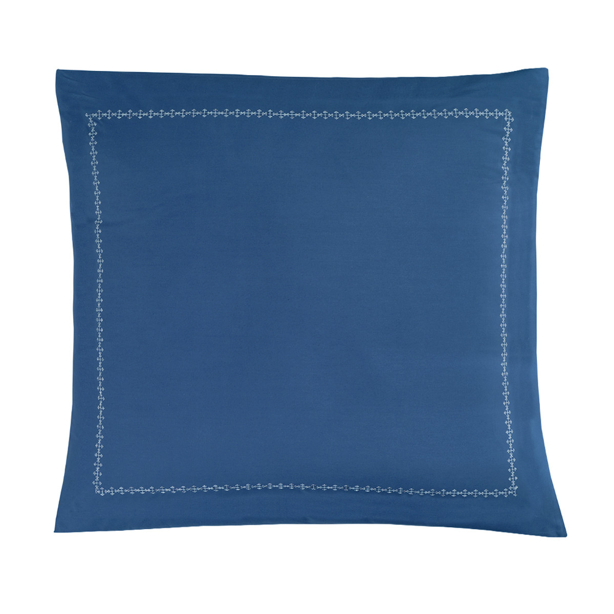 Lot de 2 taies d'oreillers en percale de coton brodée ARROW indigo/blanc, SENSEI MAISON