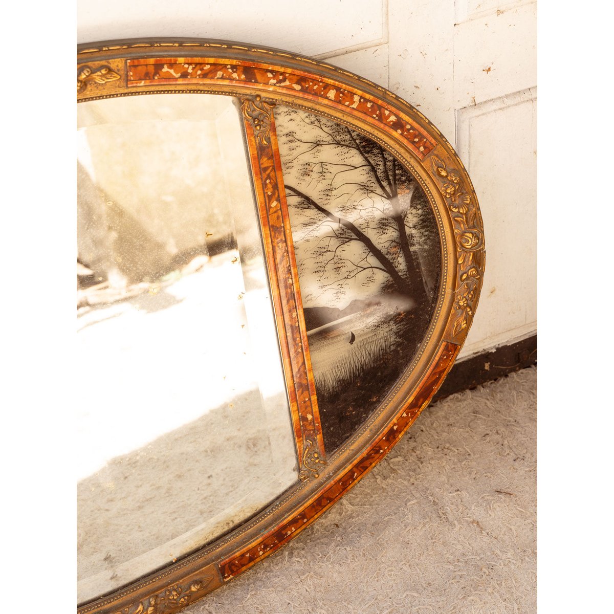 Miroir ovale en bois Georges N°1347 - Bon état miroir, DEBONGOUT