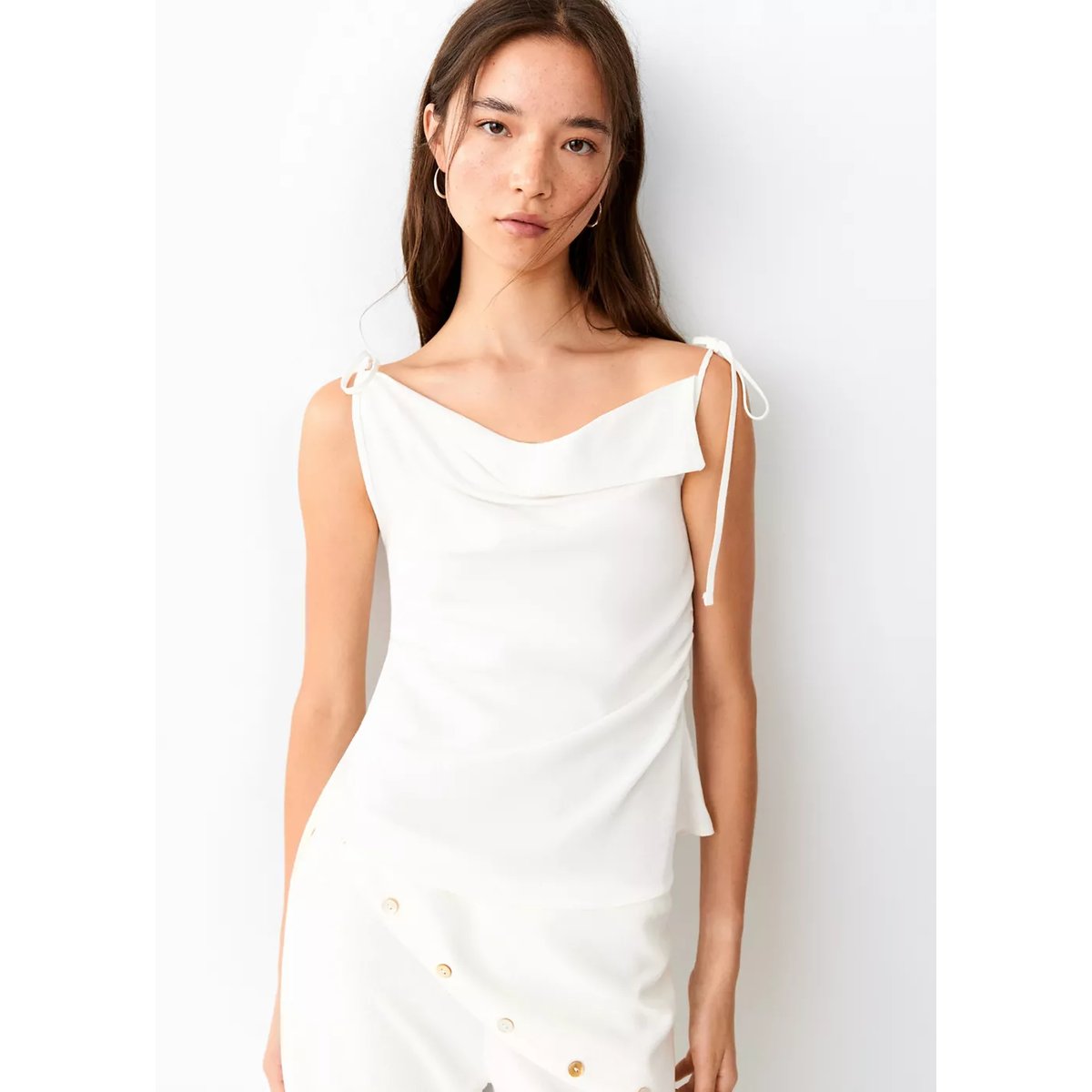 Top ajusté asymétrique blanc cassé, MANGO TEEN