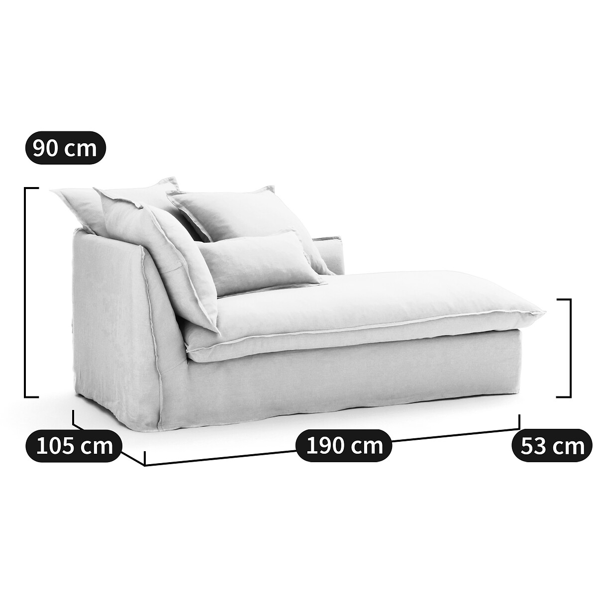 Chaise longue, sfoderabile, in lino stropicciato, ODNA verde salvia, LA REDOUTE INTERIEURS