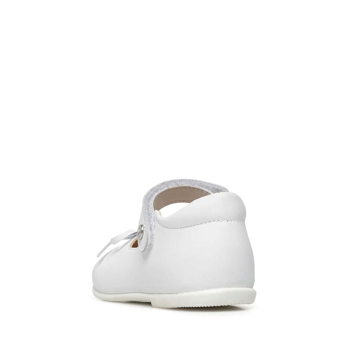 Ballerines En Cuir De Veau Avec Nœud Ballet blanc beige, NATURINO