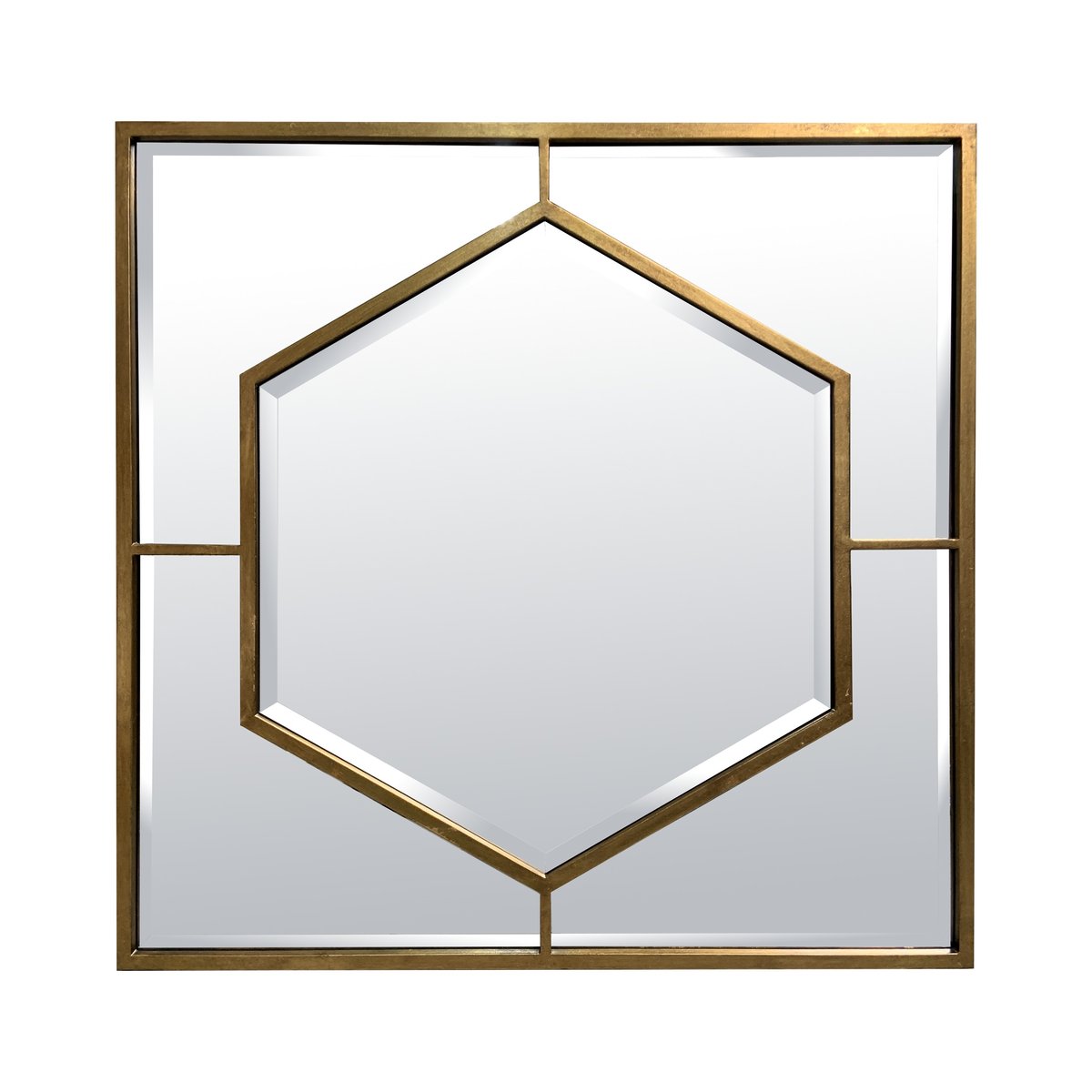 Miroir hexagone métal 80x80cm or, EMDE
