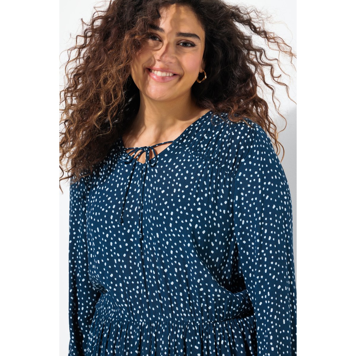 Robe midi à manches longues bleu encre, ULLA POPKEN