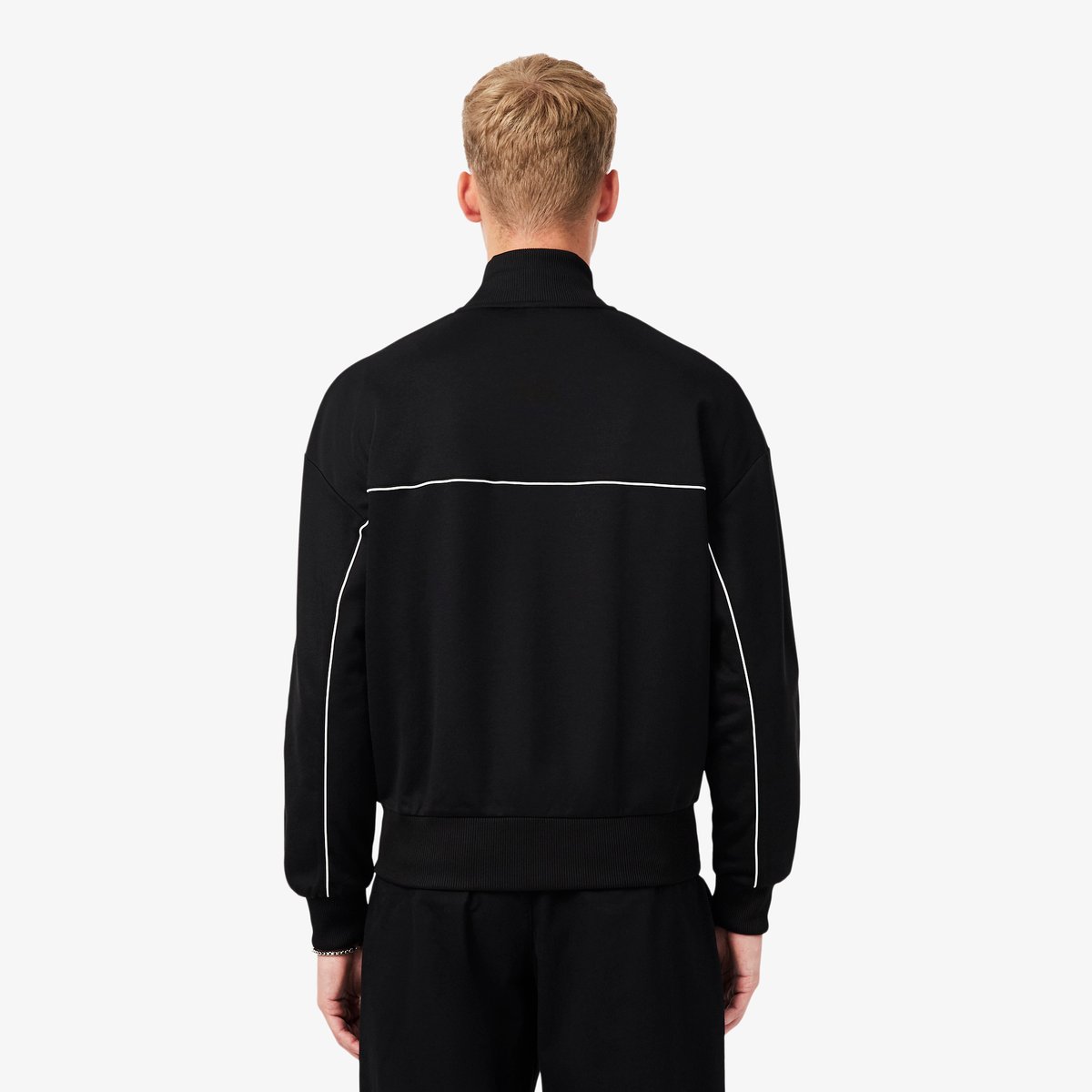 Sweatshirt zippé Piqué liserés noir-031, LACOSTE