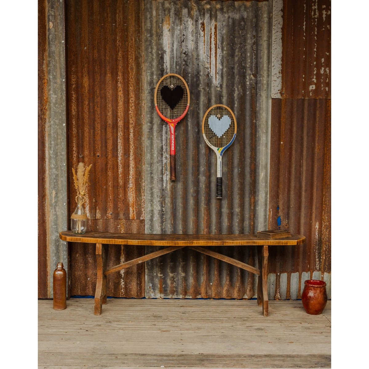 Banc en bois Antoine N°544 - Bon état bois foncé, DEBONGOUT