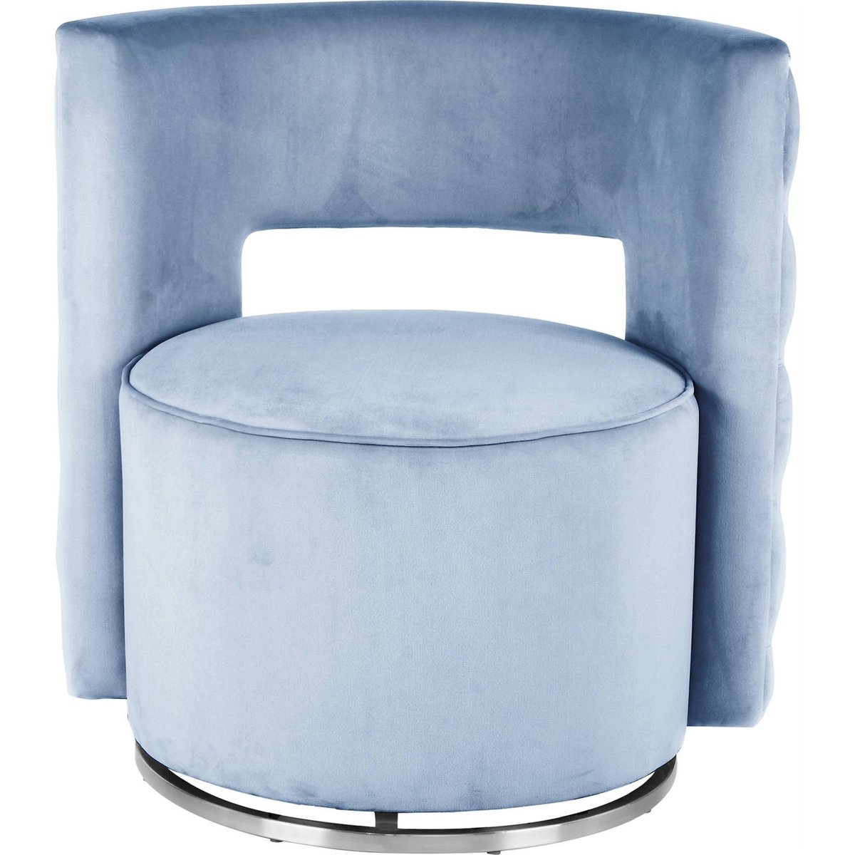 Fauteuil pivotant en velours rond bleu ciel et argenté, ARTE ESPINA