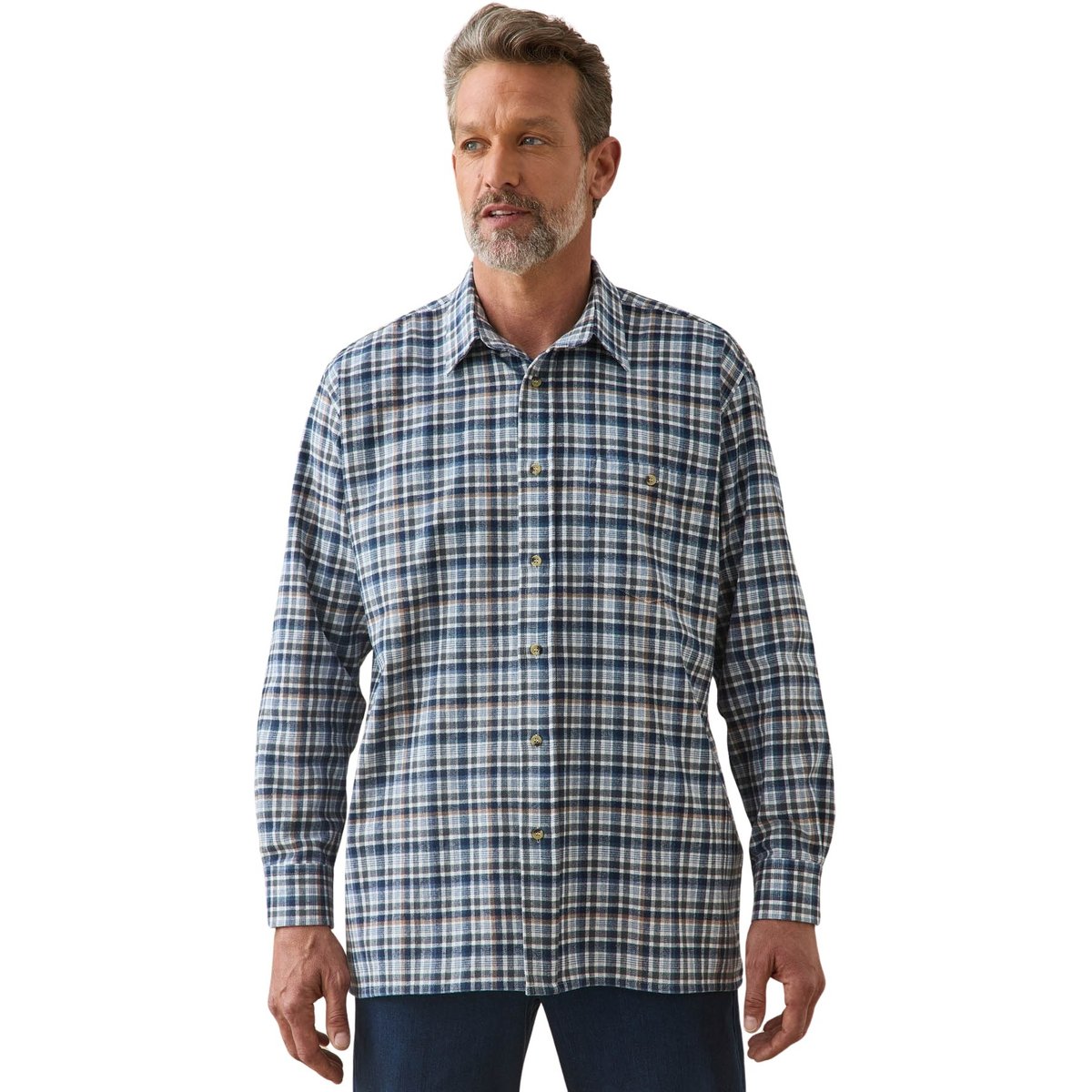 Chemise flanelle homme bleu/marron, DAXON