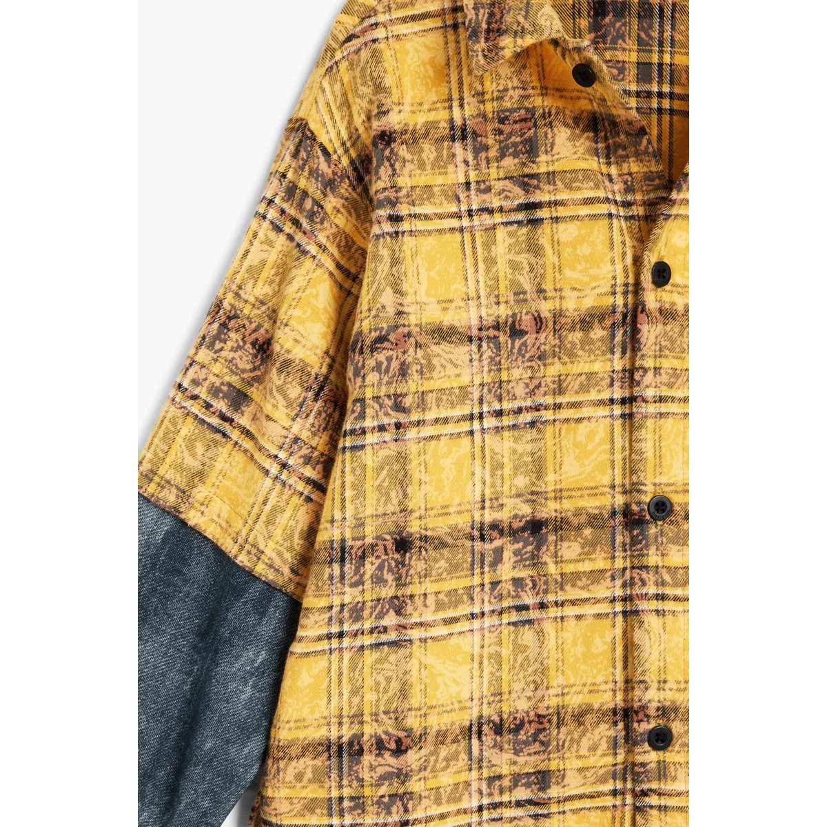 Chemise à carreaux manches contrastées jaune, DESIGUAL