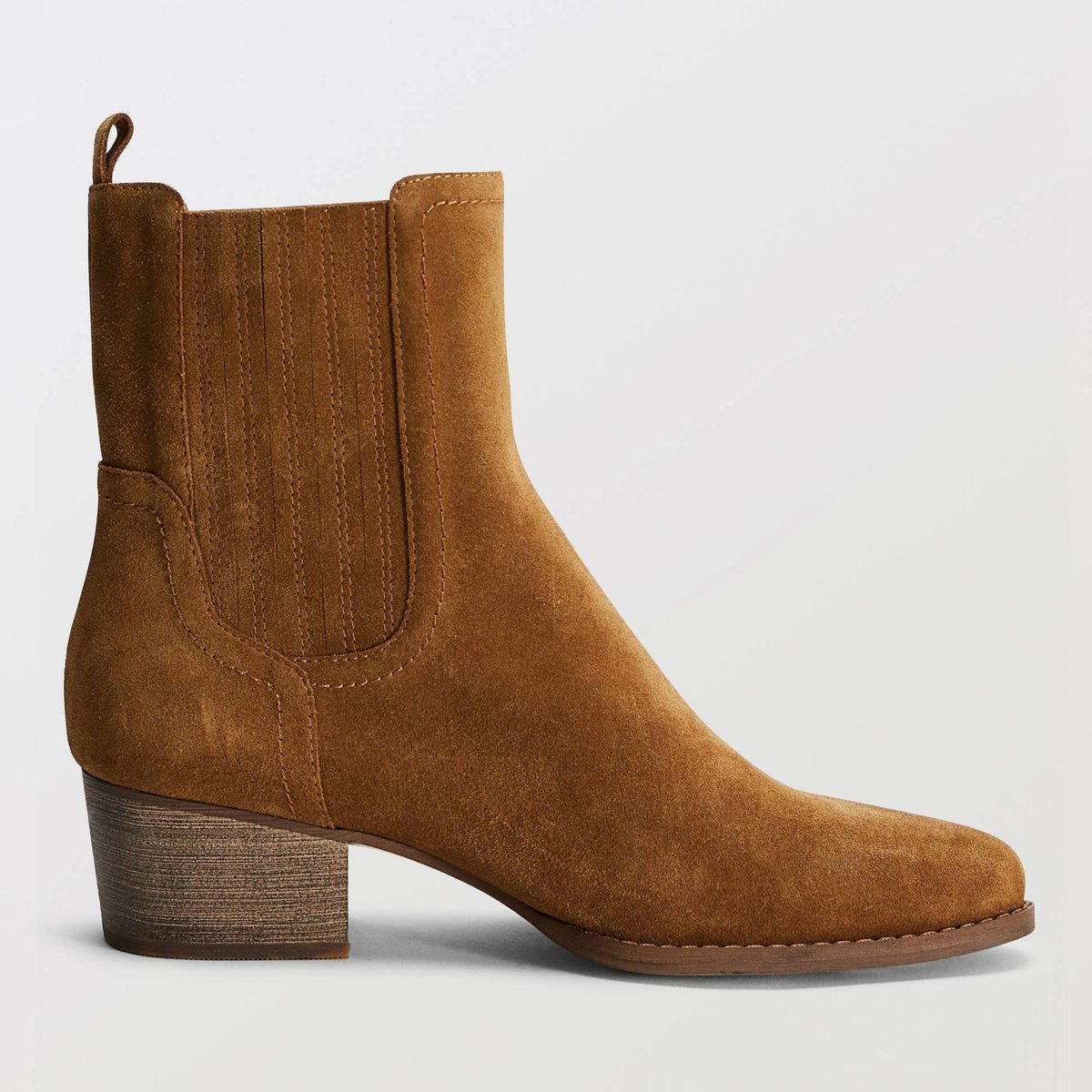 Bottines en cuir camel, MONOPRIX
