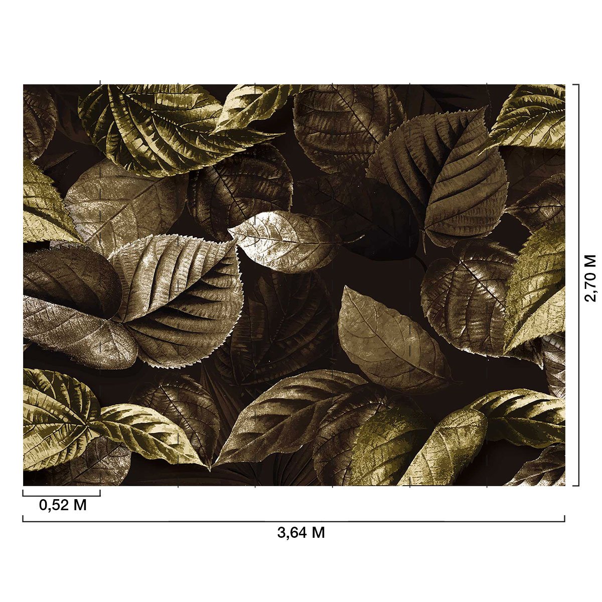 Papier peint panoramique feuilles metallisees intissé, HEXOA