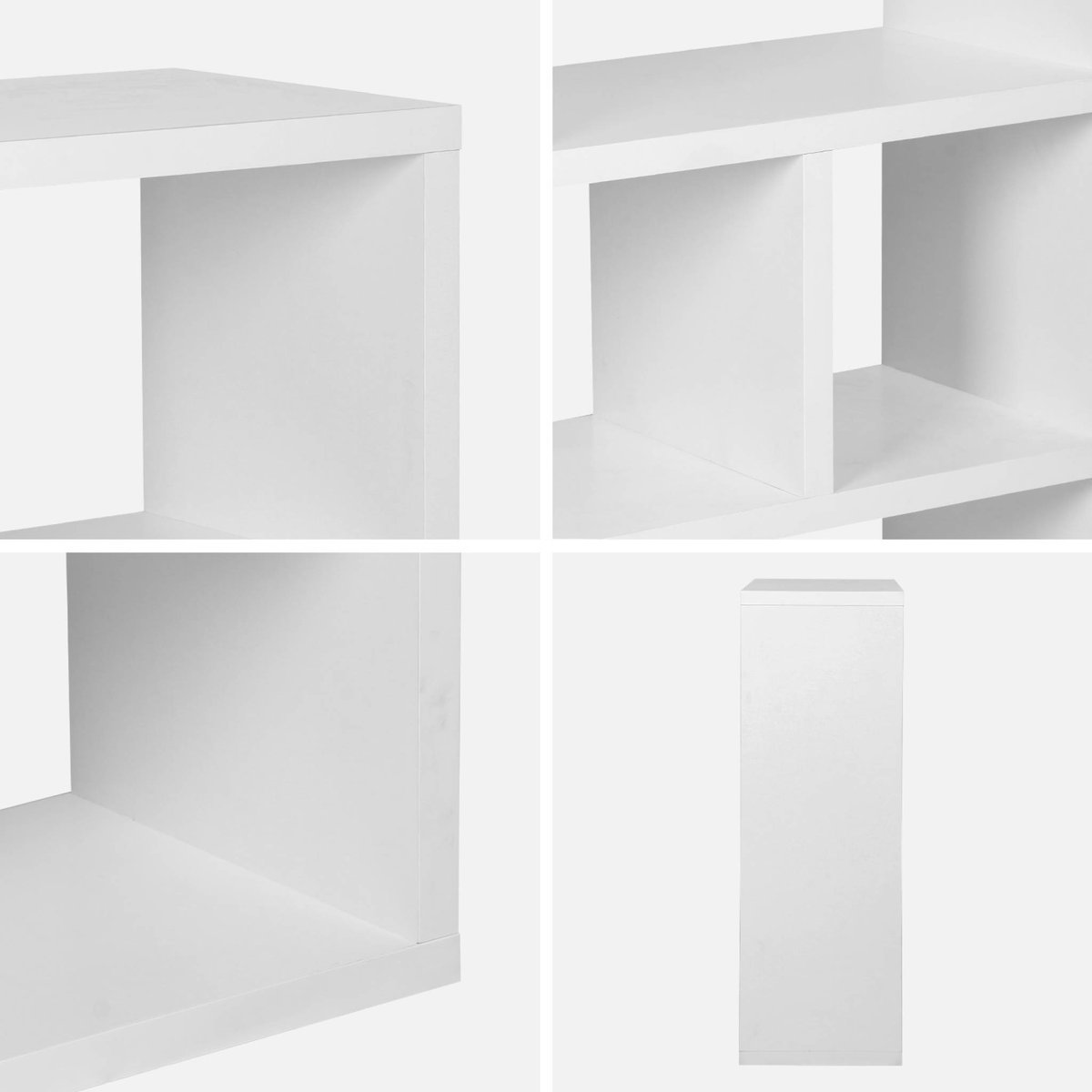 Etagère bibliothèque décor bois asymétrique 3 niveaux 6 compartiments BASIKS noyer, SWEEEK
