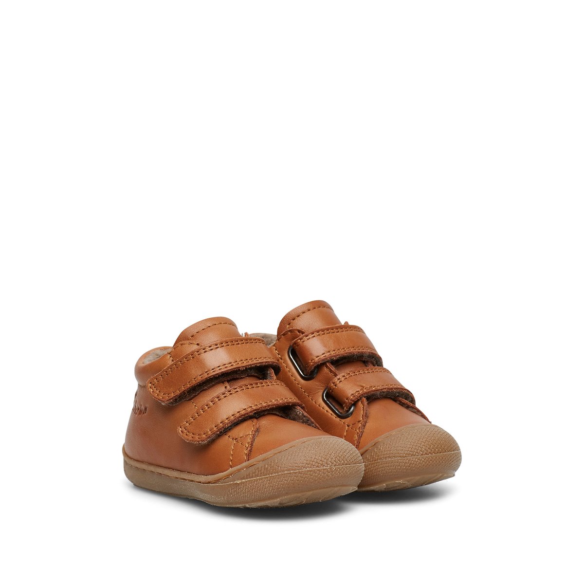 Chaussures premiers pas en cuir doublés en laine COCOON VL cognac, NATURINO