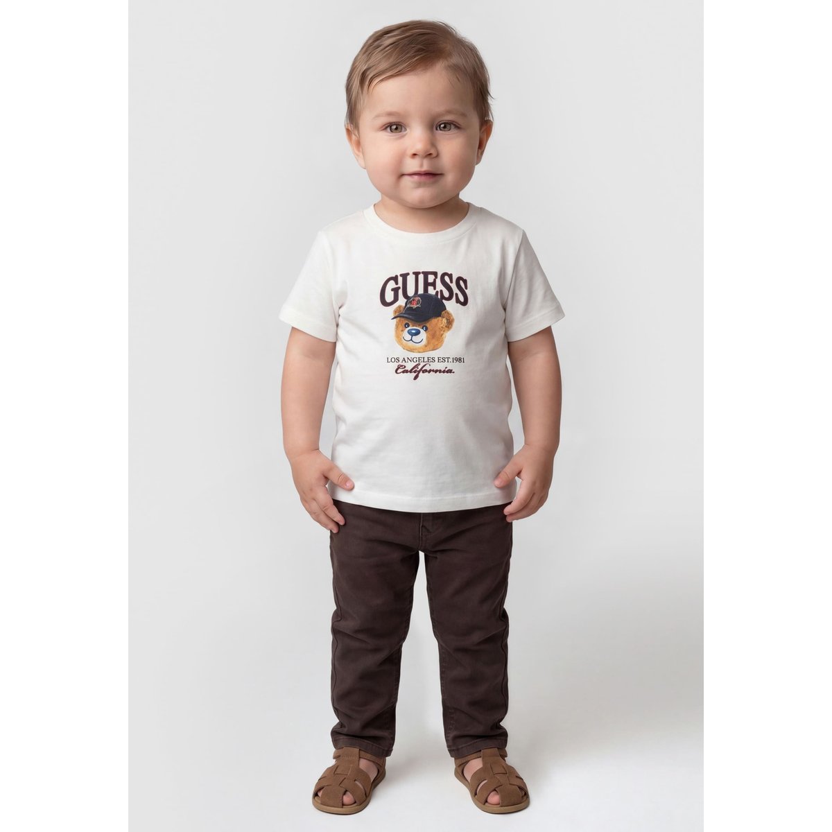 T-Shirt Avec Logo Ours Imprimé blanc, GUESS KIDS