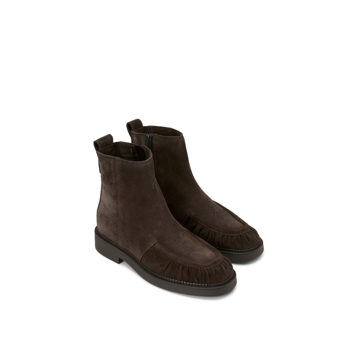 Bottines modèle Erin en cuir velours huilé marron foncé, MARC O'POLO