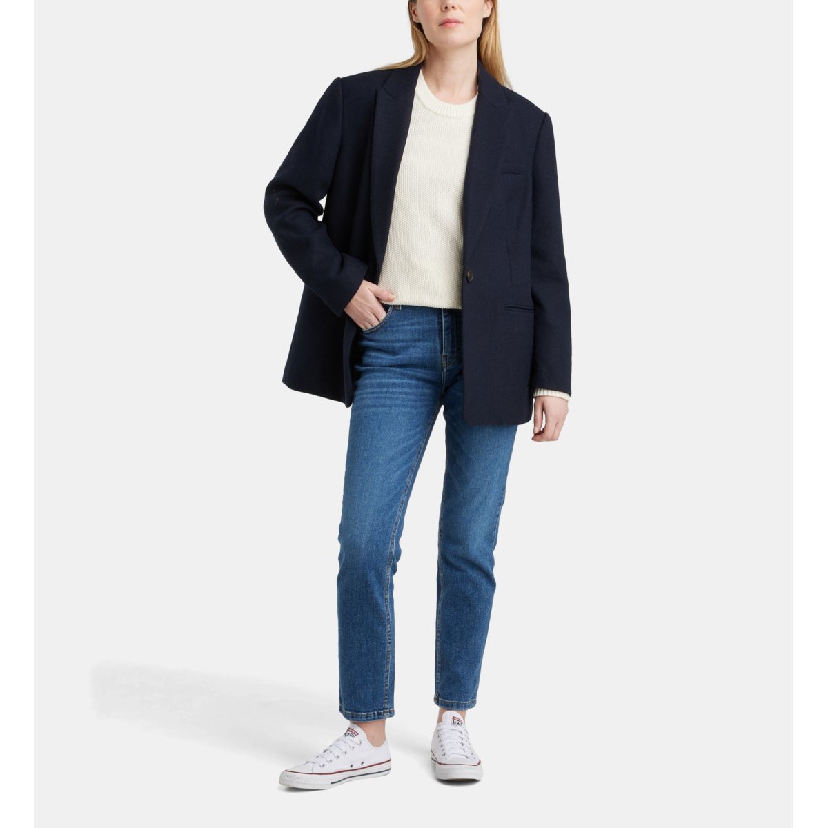 Veste pauline en laine épaisse mélangée bleu marine, GALERIES LAFAYETTE
