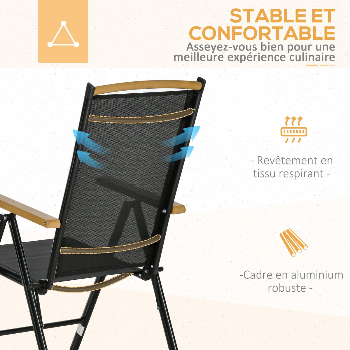 Ensemble de salon de jardin Aluminium Bois noir, OUTSUNNY