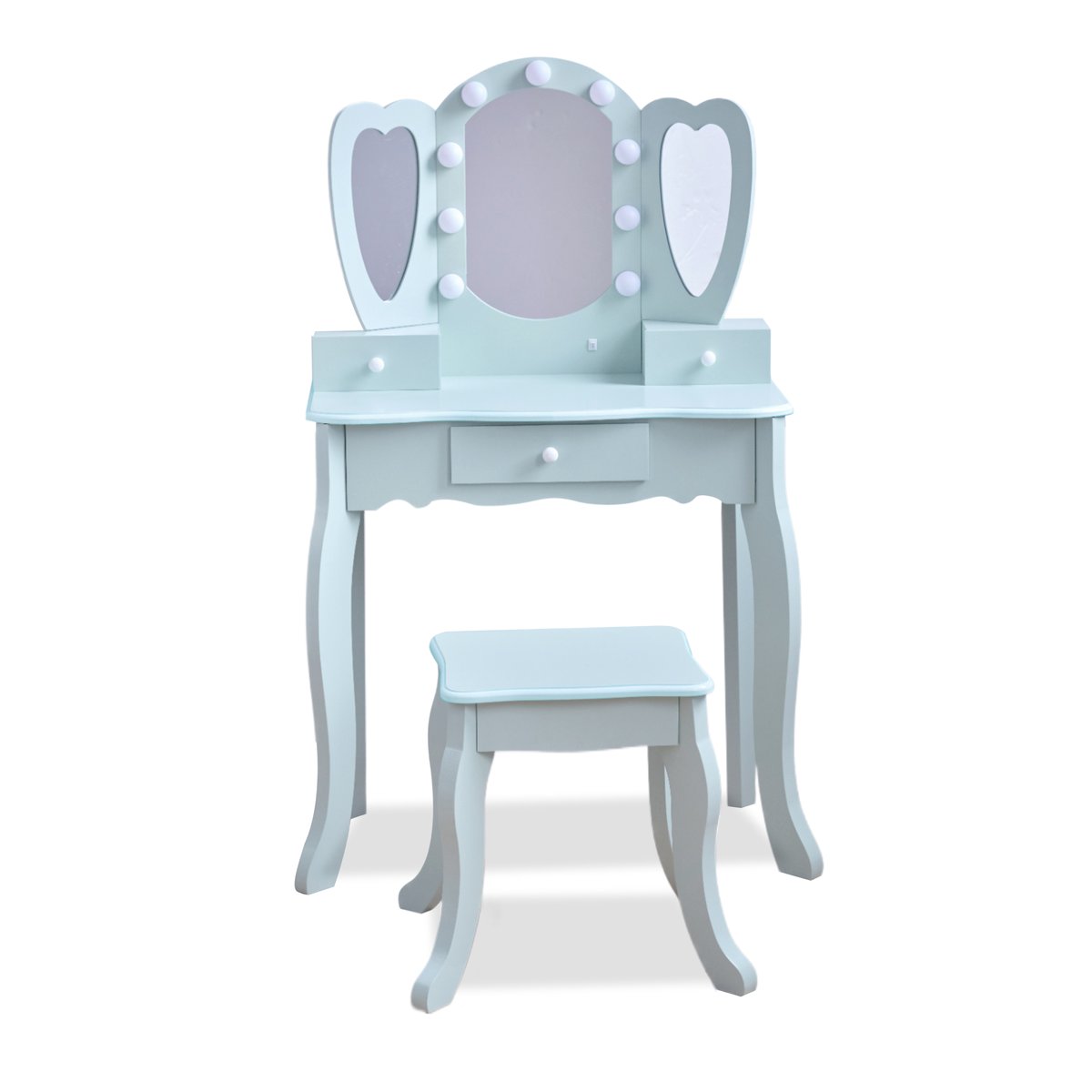 Coiffeuse cœur avec miroir LED & tiroirs blue, TEAMSON KIDS