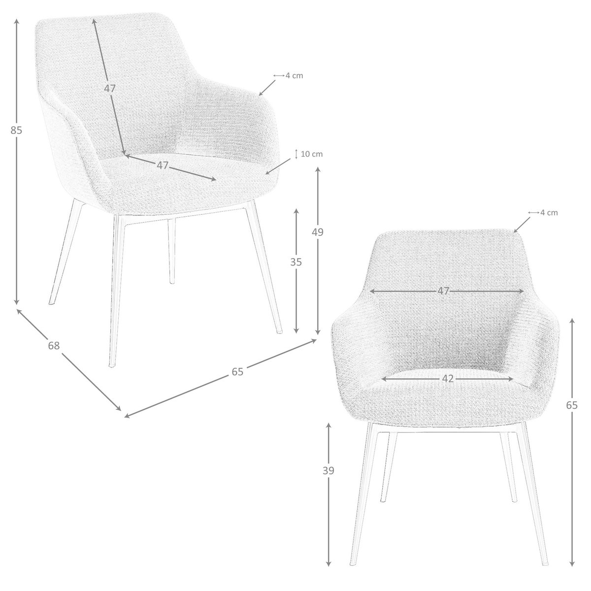 Chaise en tissu gris | noir, ANGEL CERDA