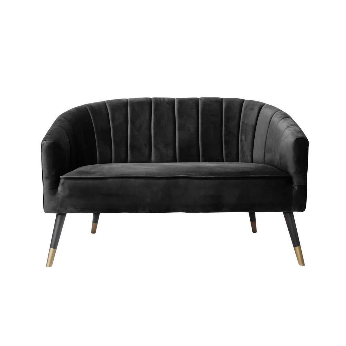 Canapé 2 places en velours design élégant ROYAL noir, PRESENT TIME