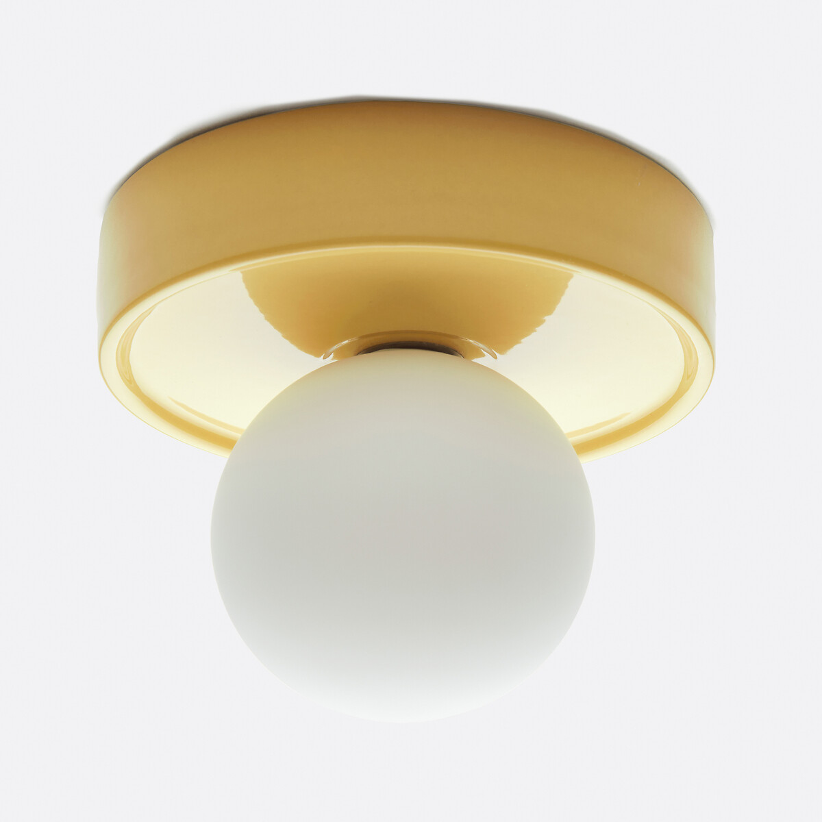 Applique ou plafonnier, rond, céramique et verre opaline, diamètre 16,8 cm, HOLI jaune, LA REDOUTE INTERIEURS