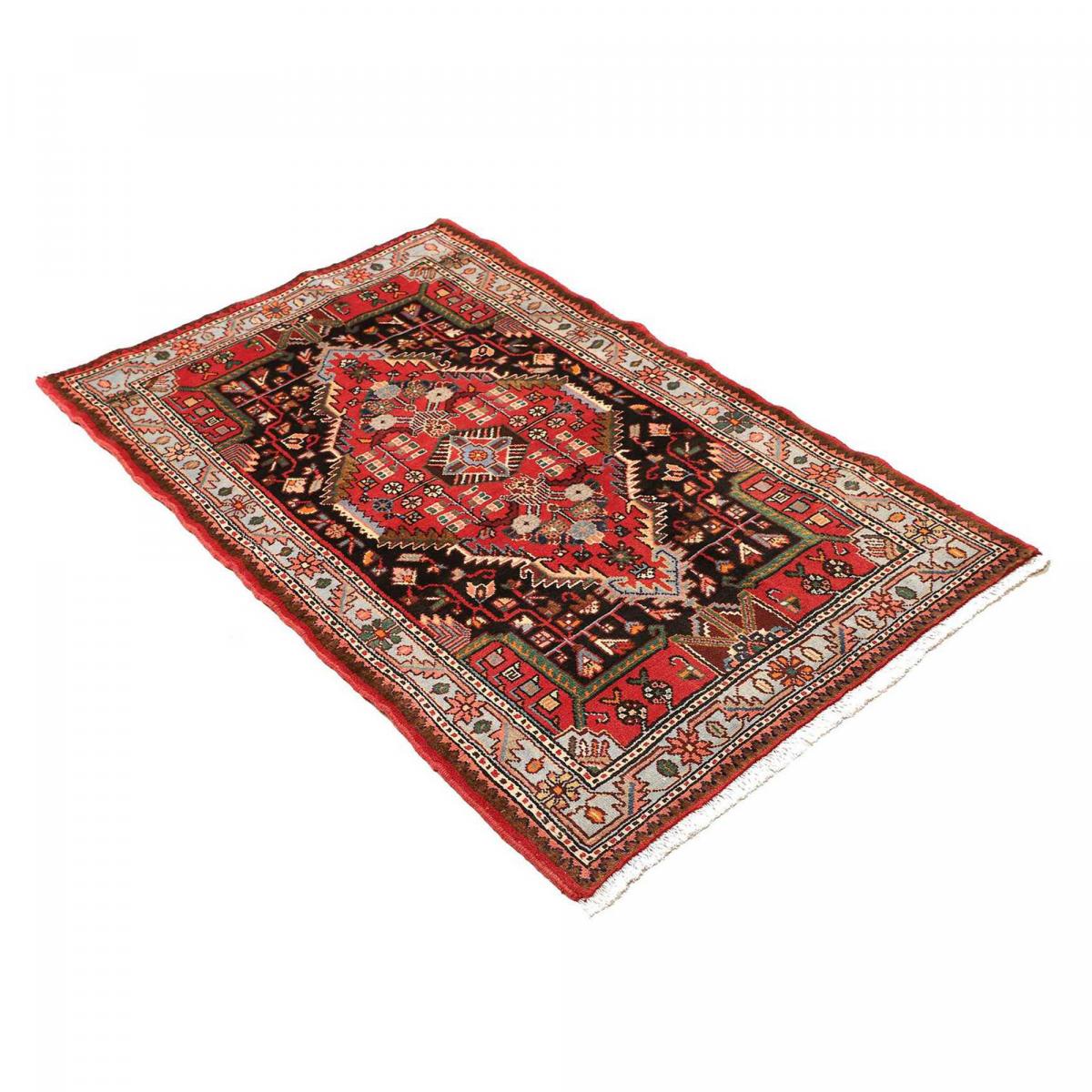 Tapis d'orient oriental, noué main en laine, HAMADAN 20 rouge, bleu, noir, UN AMOUR DE TAPIS