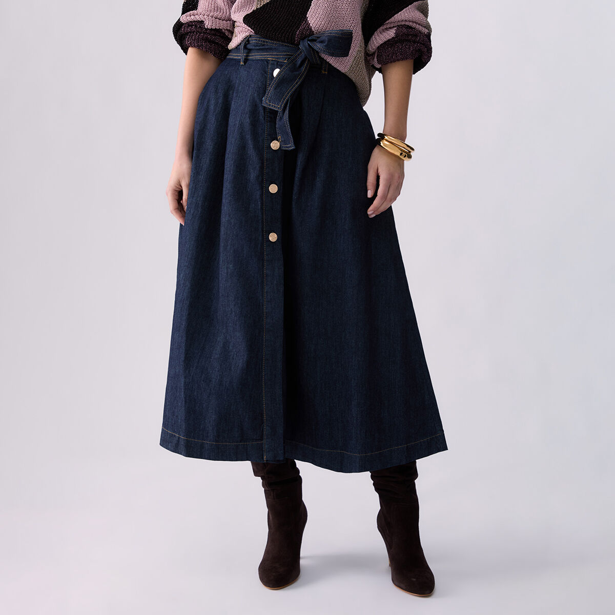 Jupe longue en denim délavage normal, LIU JO