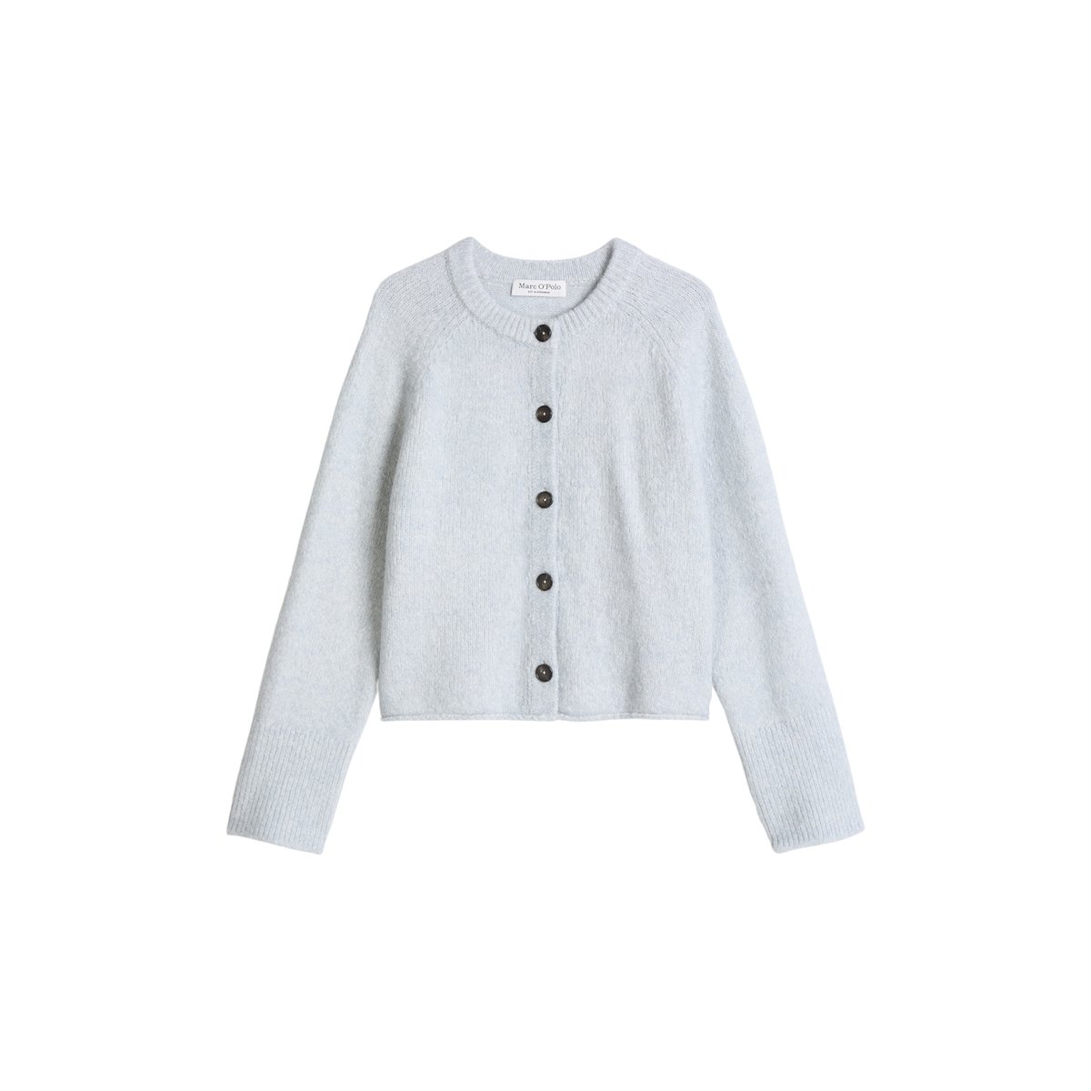 Cardigan coupe classique en un mélange douillet de coton bio et de laine d'alpaga bleu, MARC O'POLO