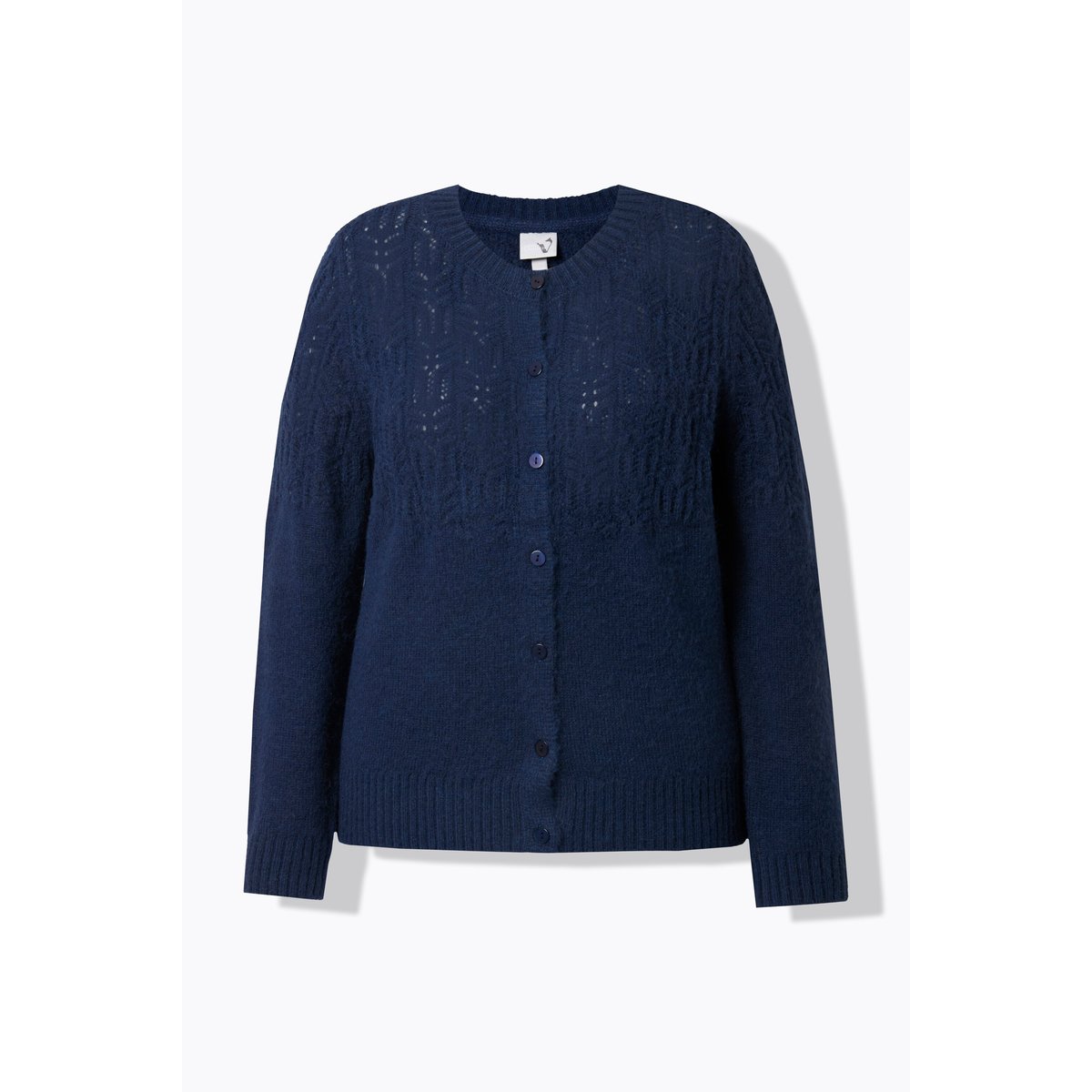 Cardigan col rond et manches longues marine, ULLA POPKEN