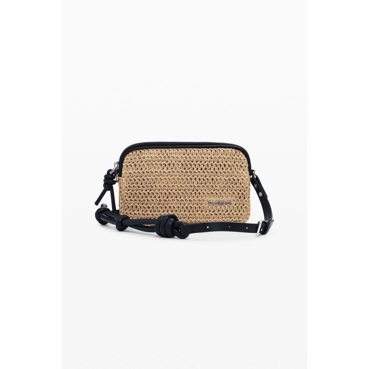Sac bandoulière en raphia moyen blanc, DESIGUAL