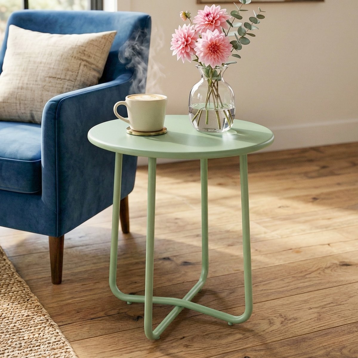 Table d'appoint de terrasse Métal Vert vert, OUTSUNNY