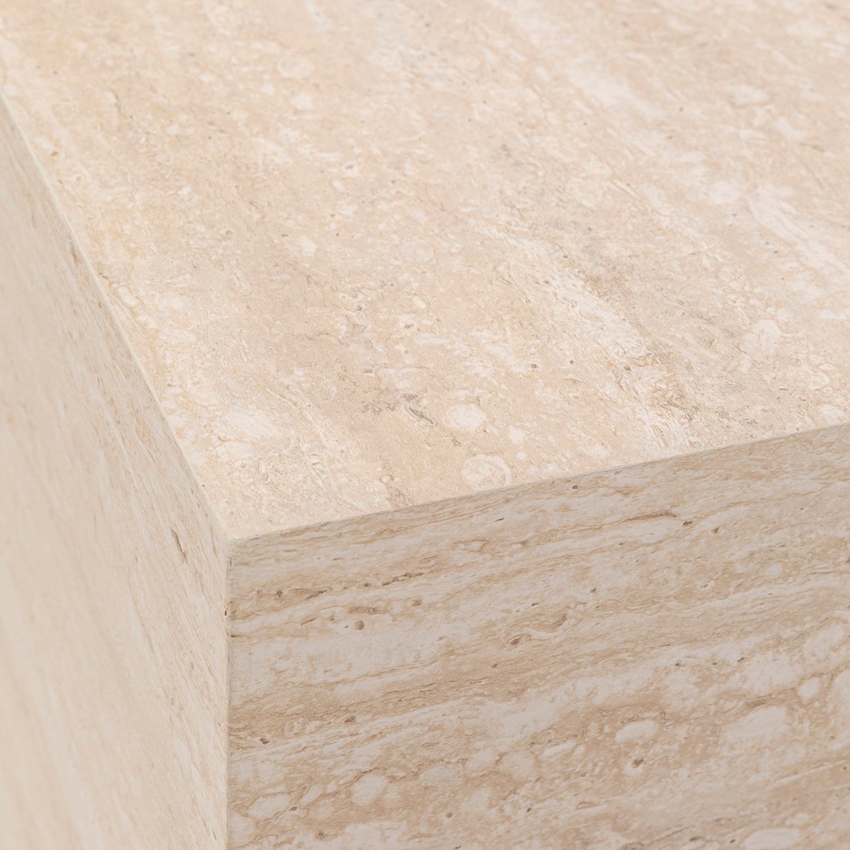 Table d'appoint cubique imitation pierre, TRAVERTINO beige, KARE DESIGN