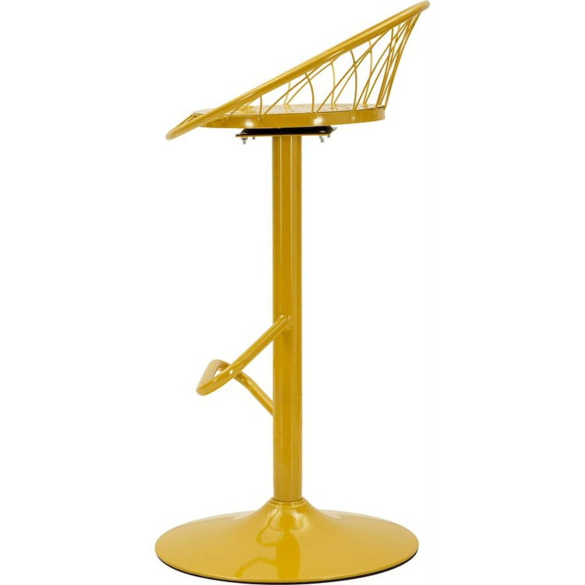 Tabouret de bar métal dossier ajouré MODERN moutarde, RECOLLECTION