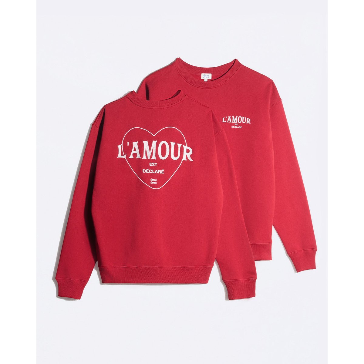 Sweat L'amour est déclaré brodé rouge crimson, EMOI EMOI