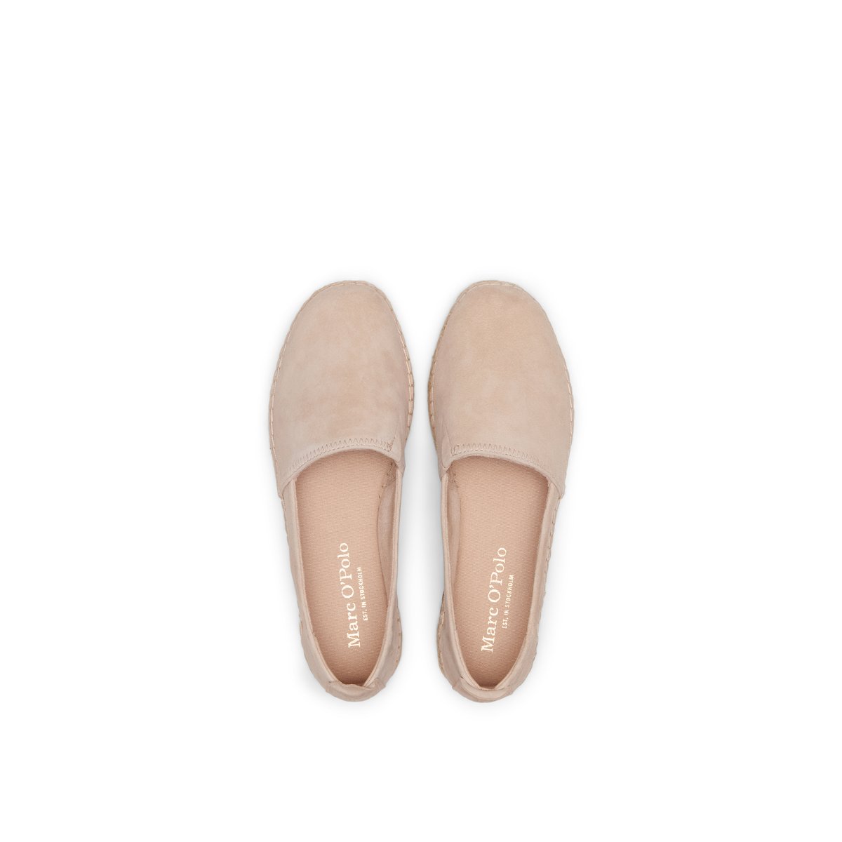 Sandale à espadrille modèle Gem en cuir de chèvre velouté beige, MARC O'POLO