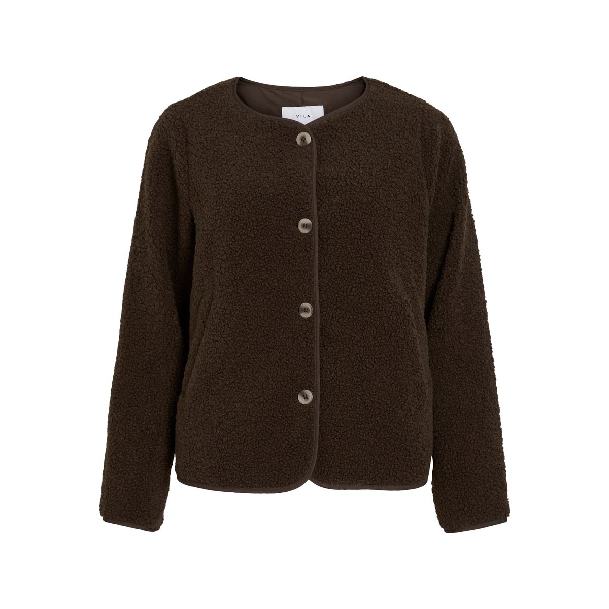 Manteau court en sherpa coffee bean, VILA