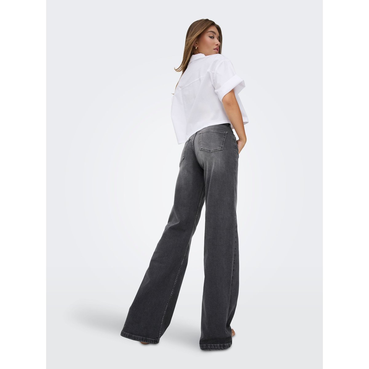 Jean À Jambe Large grey denim, ONLY