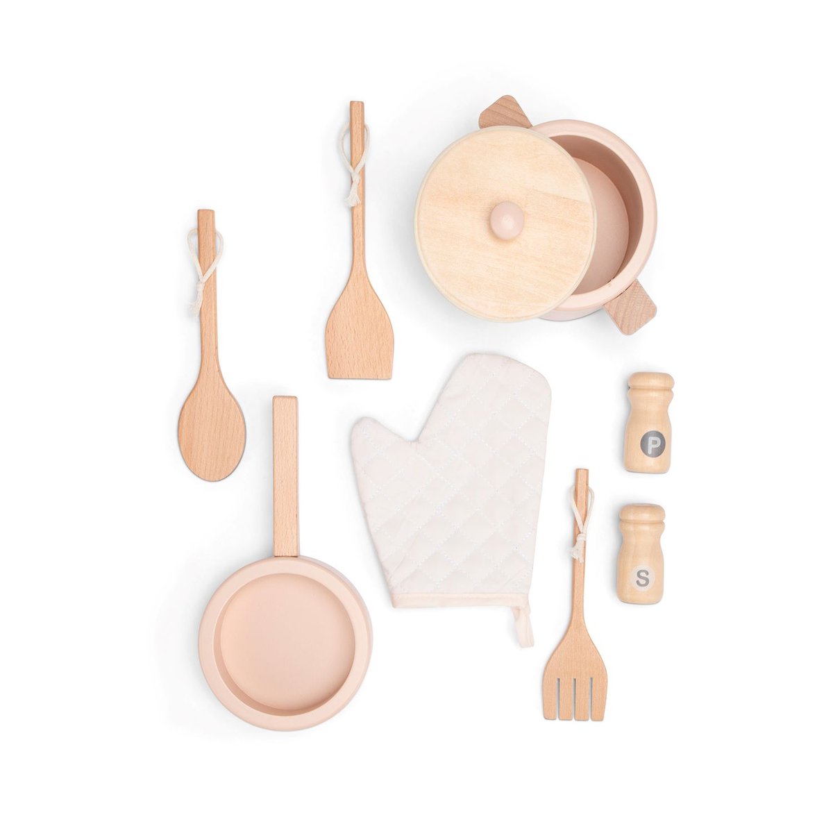 Cuisine en bois et rotin rose, NEW CLASSIC TOYS