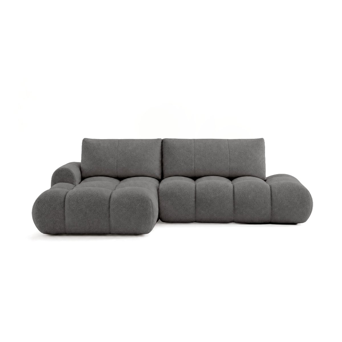 Canapé d'Angle Convertible en Tissu bouclette 4 places - YULIN gris, BEST MOBILIER