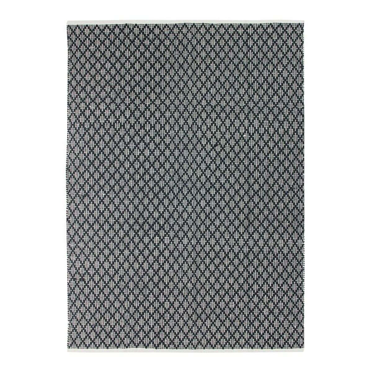 Tapis salon artisanal en coton écru noir, THE DECO FACTORY