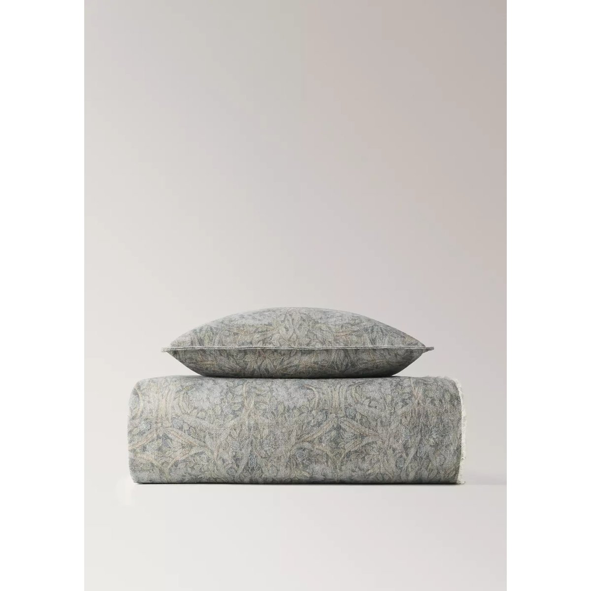 Couvre-lit en coton et lin à motif ornemental lit 180×200 cm bleu, MANGO HOME