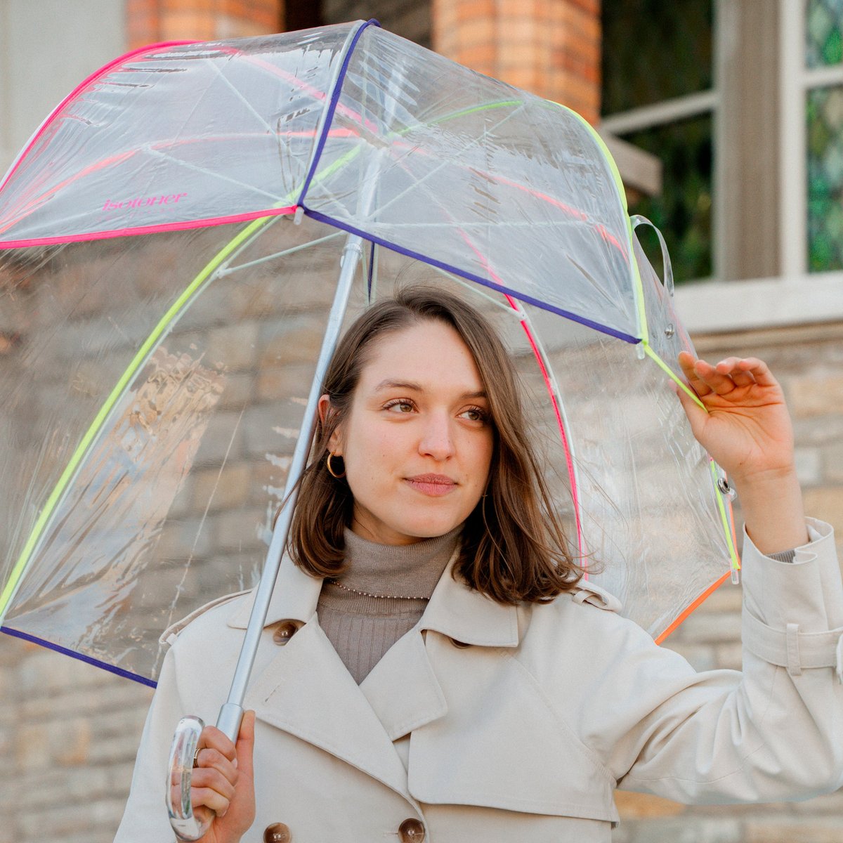 Parapluie transparent pvc/néon, ISOTONER