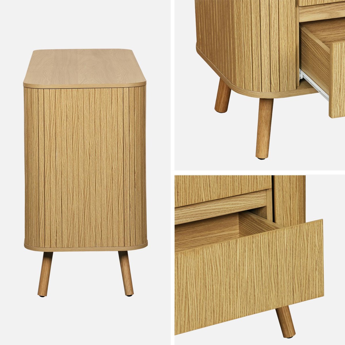 Commode décor bois strié 6 tiroirs LEGACY naturel, SWEEEK